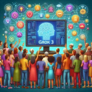 Интерфейс нейросети Grok 3 от Илона Маска на экране устройства, анонс бесплатного доступа